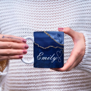 Luxury Personalized Navy blue & Gold Marble Mug