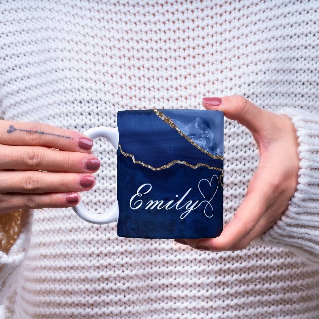 Luxury Personalized Navy blue & Gold Marble Mug (Creator Uploaded)