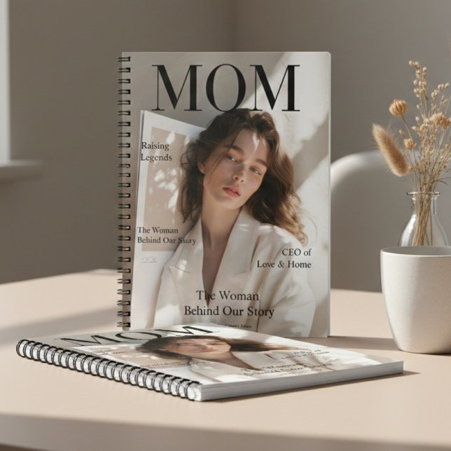 Luxury Personalized Photo Mom Magazine Cover Notebook (Creator Uploaded)