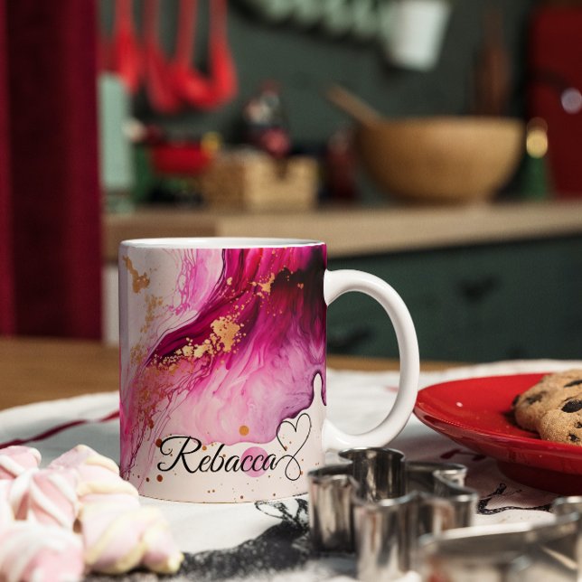 Luxury Personalized Pink, Purple & Gold Marble  Coffee Mug (Creator Uploaded)