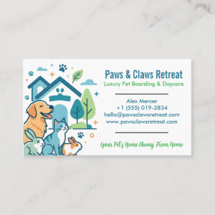 Luxury Pet Boarding & Daycare Cute Multi-Pet Business Card