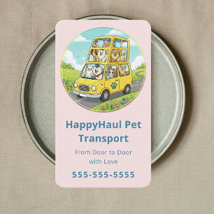 Luxury Pet Shuttle Modern Pet Taxi Service Pink Business Card