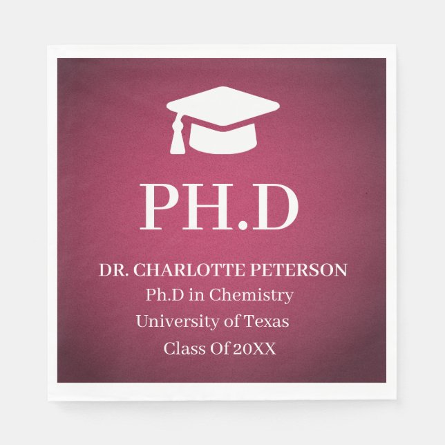Luxury PhD Graduation Party Napkin (Front)