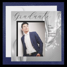 Luxury Photo Graduation Silver Metallic Invitation