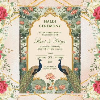 Luxury Pichwai Indian Haldi Ceremony Invitation