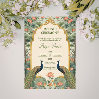 Luxury Pichwai Indian Mehndi Ceremony Invitation