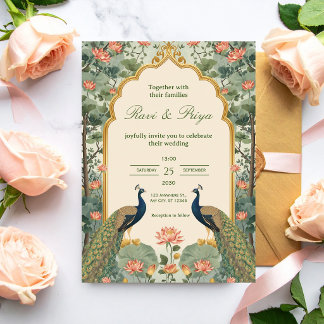 Luxury Pichwai Indian  Wedding Invitation