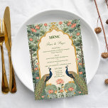 Luxury Pichwai Indian Wedding Menu<br><div class="desc">Elevate your reception tables with this Pichwai Indian Wedding Menu, featuring refined lotus, peacocks and hindi Rajahstan inspired art and colors. Perfect for bilingual English - Hindi weddings and heritage celebrations. A sophisticated touch for cultural luxury weddings Customize menu text easily to match your wedding theme. Matches bilingual Hindi English...</div>