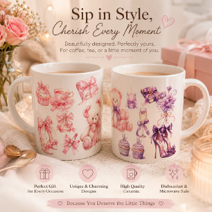 Luxury Pink Aesthetic Mug Coquette Vintage Femin