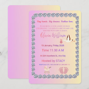 Luxury Pink and Gold Diamond Baby Shower Invitatio Invitation