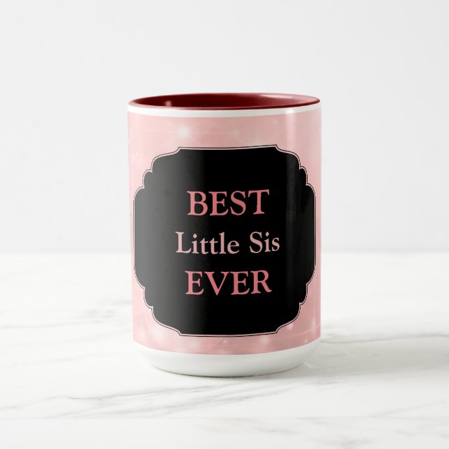 Luxury Pink ‘Best Little Sis Ever’ design Mug (Center)