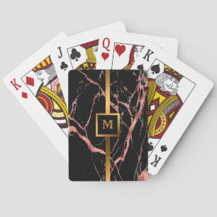 Luxury Pink Black Marble Customize Playing Cards