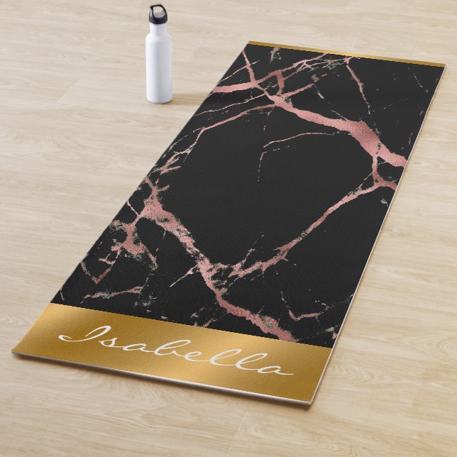 Luxury Pink Black Marble Customize Yoga Mat (In Situ)
