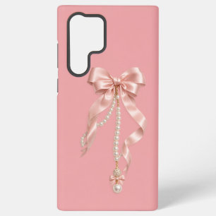 Luxury Pink Bow Pearl S22 Ultra Case Aesthetic