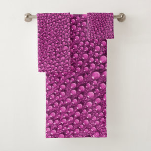 Luxury Pink Bubble Drops Bath Towel Set