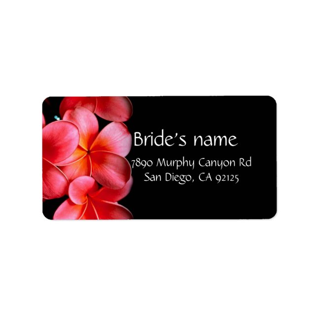 Luxury Pink Elegant Plumeria Address label (Front)
