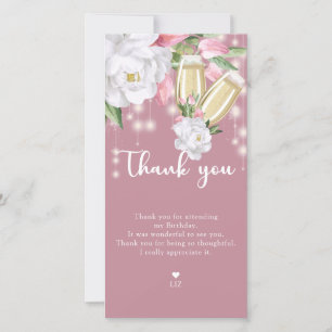 Luxury Pink Floral 30th Birthday Thank You Card