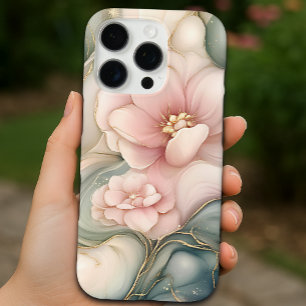 Luxury Pink Floral with Dreamy Marble Pattern  iPhone 16 Pro Case