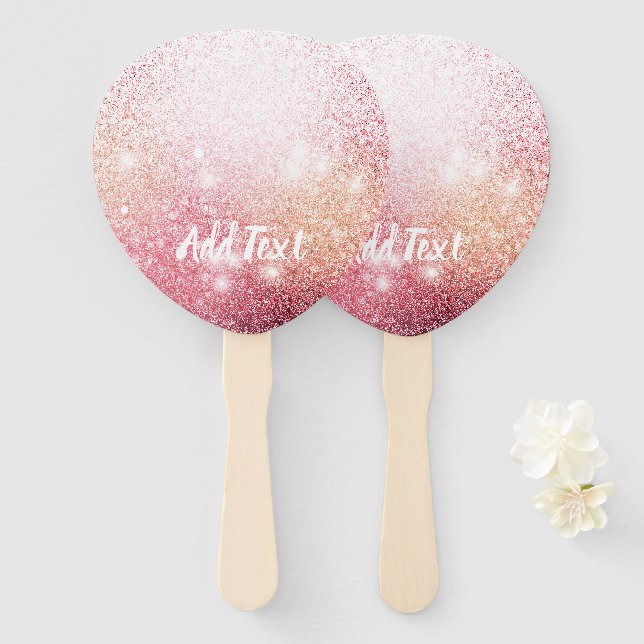 Luxury Pink Glitter sparkle design Hand Fan (Front and Back)