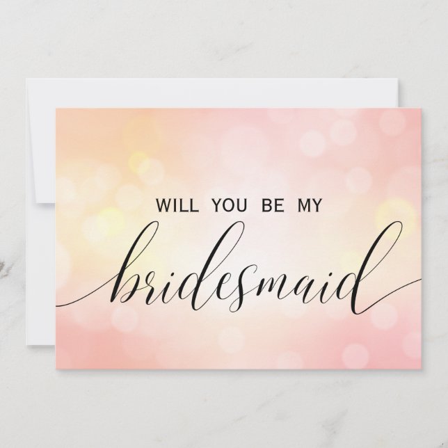 Luxury Pink Glitter  Will You Be My Bridesmaid Invitation (Front)