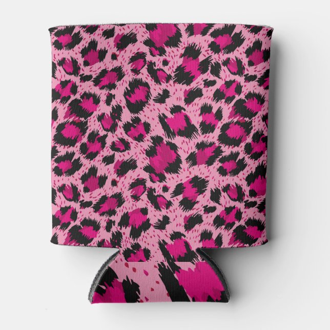 Luxury pink leopard, vintage pattern. can cooler (Front)