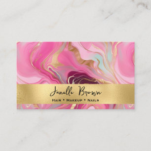 Luxury Pink Marble and Gold Foil Business Card