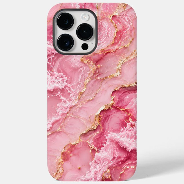Luxury Pink Ocean Marble with Gold Veins Case-Mate iPhone Case (Back)