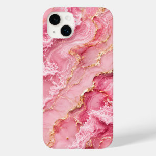 Luxury Pink Ocean Marble with Gold Veins Case-Mate iPhone 14 Plus Case