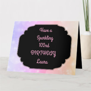 Luxury Pink Personalised 102nd Birthday Card