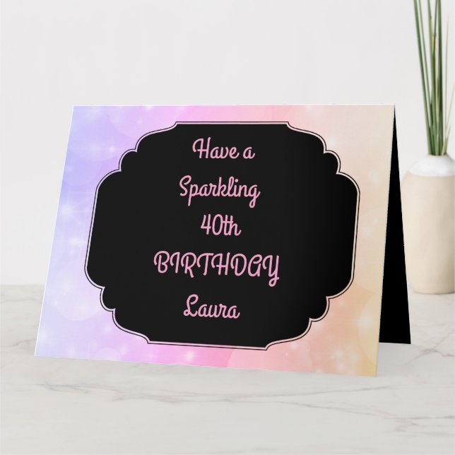 Luxury Pink Personalised 40th Birthday Card (Front)