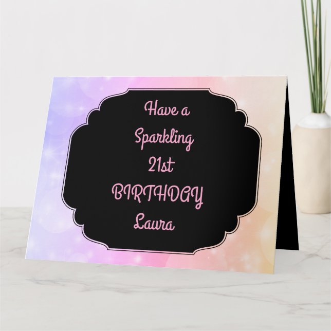 Luxury Pink Personalized 21st Birthday Card (Front)