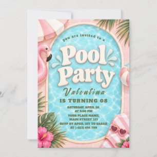 Luxury Pink Pool Party Invitation