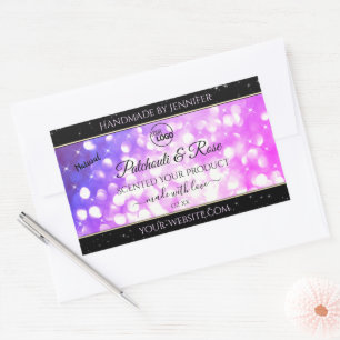 Luxury Pink Purple Glitter Product Label with Logo