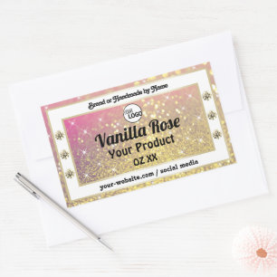Luxury Pink Purple Gold Glitter Product Label Logo