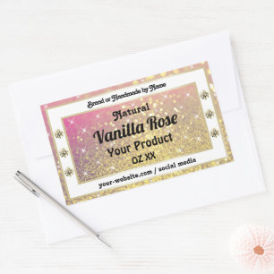 Luxury Pink Purple Gold Glitter Product Labels