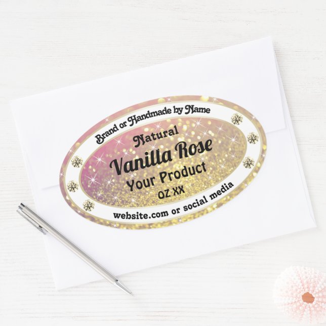 Luxury Pink Purple Gold Glitter Product Labels (Envelope)