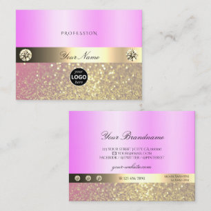 Luxury Pink Purple Gold Sparkling Glitter and Logo Business Card