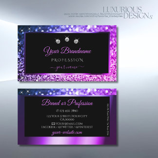 Luxury Pink Purple Ombre Sparkle Glitter Diamonds Business Card