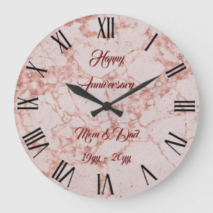 Luxury Pink Rose Blush Glitter Marble Customize Large Clock