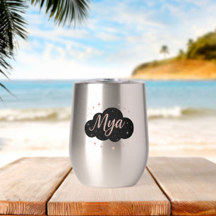Luxury Pink Rose Gold & Obsidian Crystal Tumbler 