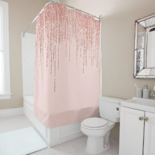 Luxury Pink Rose Gold Sparkly Glitter Fringe