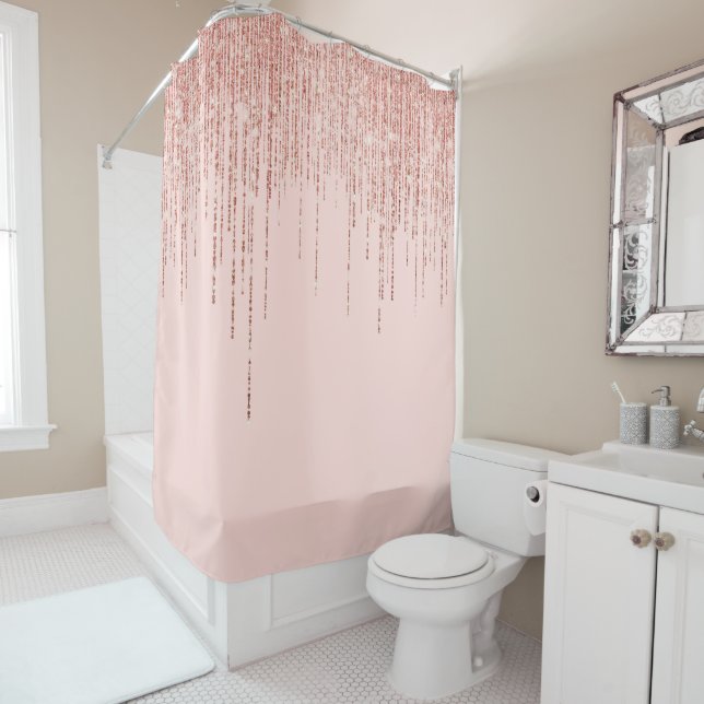 Luxury Pink Rose Gold Sparkly Glitter Fringe (In Situ)