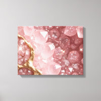 Luxury Pink Rose Quartz Geode Canvas Wall Art for