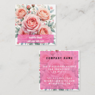 Luxury Pink Roses Beautiful Popular Collection Square Business Card