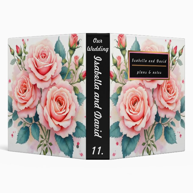 Luxury Pink Roses Beautiful Trendy Collection Binder (Background)