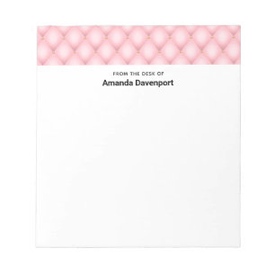 Luxury Pink Tufted Diamond Border Notepad