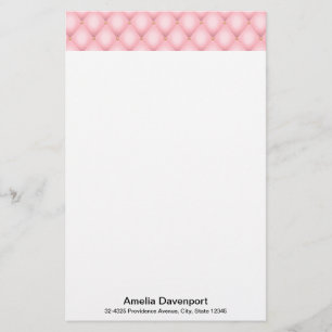 Luxury Pink Tufted Diamond Border Stationery
