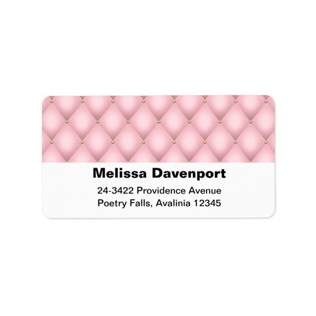 Luxury Pink Tufted Diamond Pattern Address Label (Front)