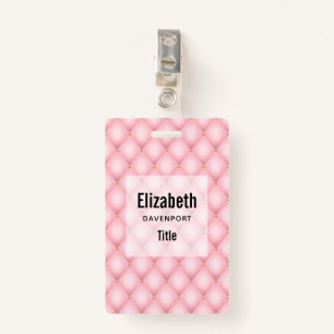Luxury Pink Tufted Diamond Pattern Badge
