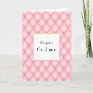 Luxury Pink Tufted Diamond Pattern Graduation Card